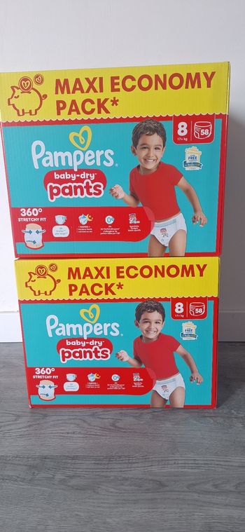 2 paquets de couches pampers taille 8 pants neuf 