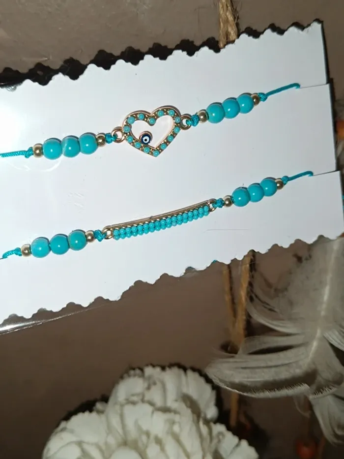 Lot bracelet-Perle Turquoise-Mauvais oeil 🧿 - photo numéro 2