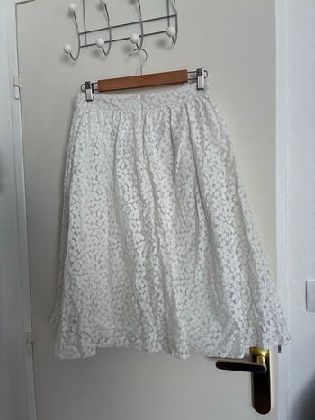 Jupe mi-longue dentelle blanche fleur Etam mademoiselle oui- Très bon état - T38 