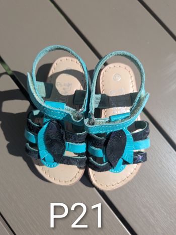 Sandales turquoise et noir P21 - luciejuchaussF
