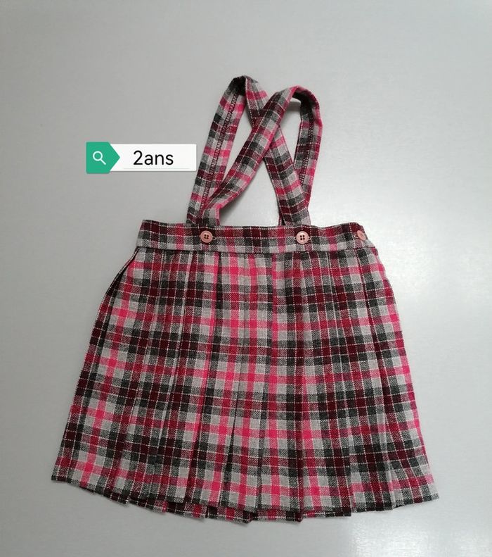 Robe salopette à carreaux laine fabrication française 2ans