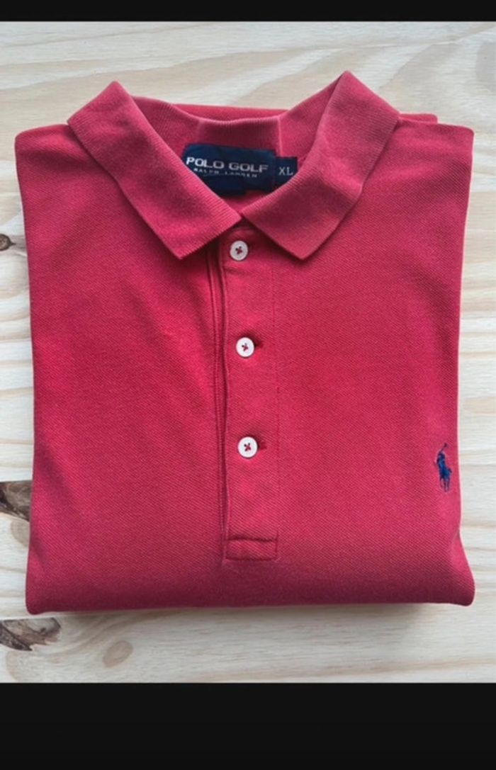 Polo Ralph Lauren golf vintage rouge logo bleu marine taille XL. - photo numéro 4