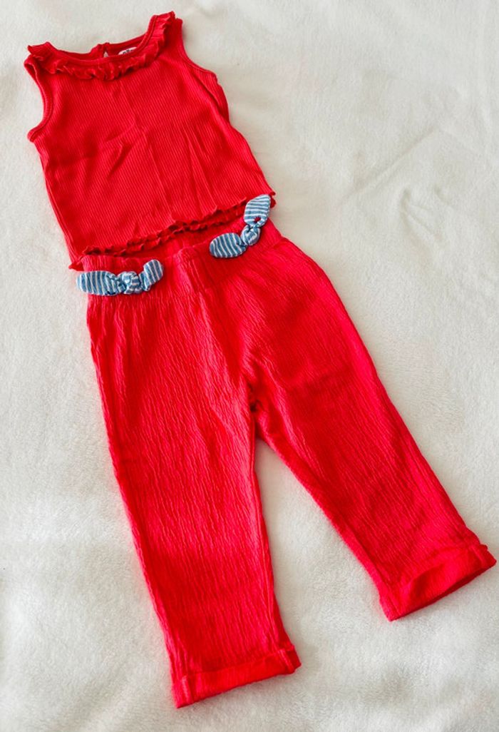 Ensemble pantalon et débardeur rose fushia fluide 18 mois Gemo - photo numéro 3