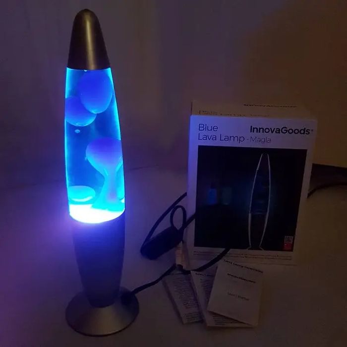 Lampe argenté, lave bleu-violet, NEUF - photo numéro 2