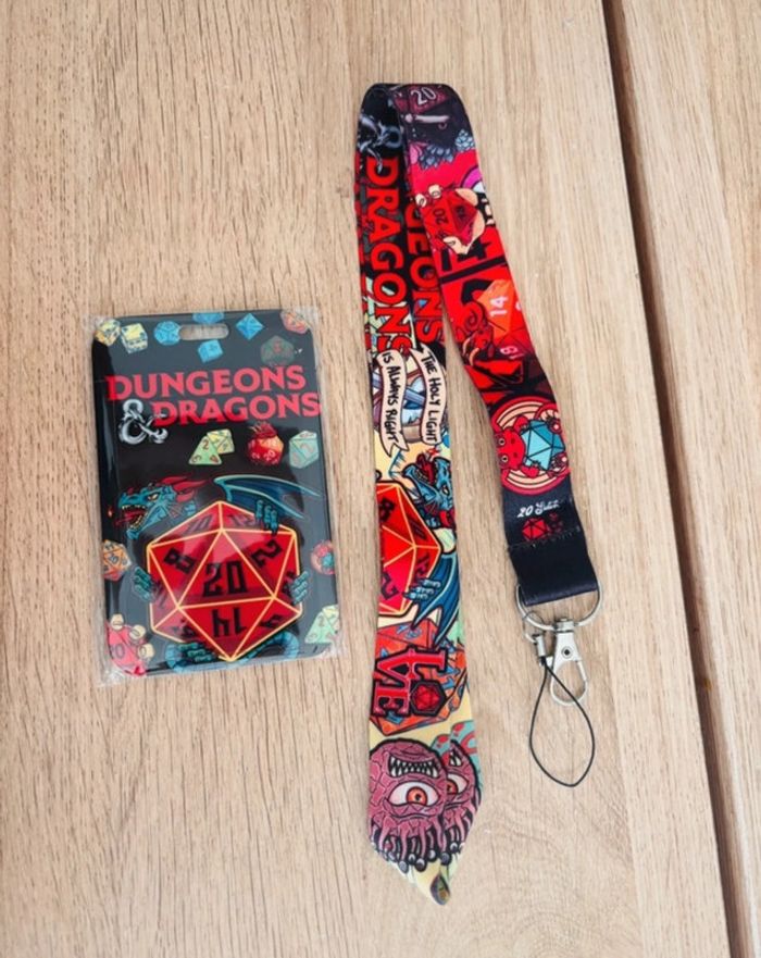 Porte carte dongeon et dragon jeu vintage lanière porte clé tour de cou