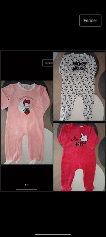 Lots de 3 pyjamas 9 mois en très bon état Disney