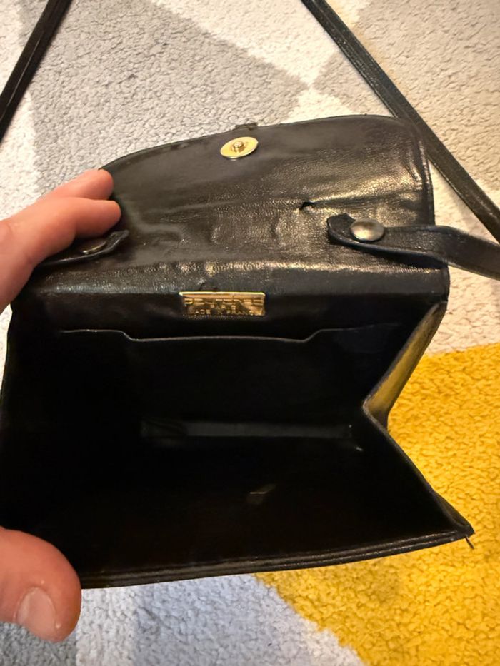 Pochette à bandoulière en cuir vintage Pourchet - photo numéro 7
