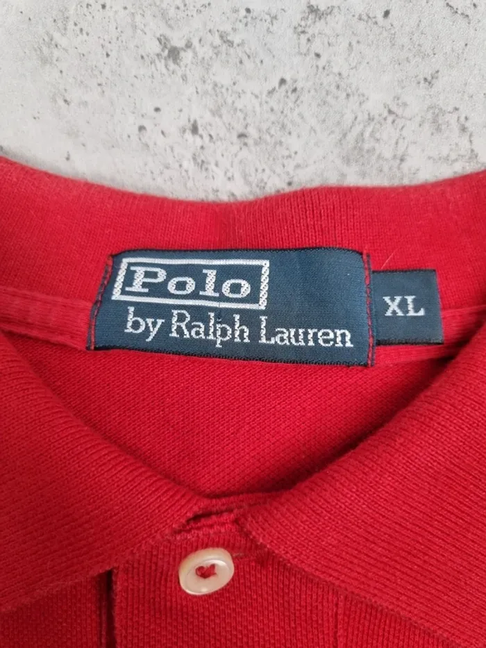 Polo Ralph Lauren rouge logo bleu – Taille XL Homme (mesures en photos) - photo numéro 6