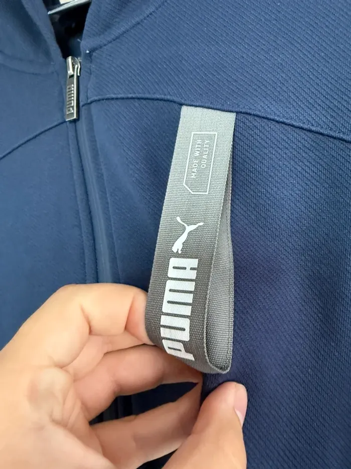 Sweat à capuche et zip bleu Puma - photo numéro 3