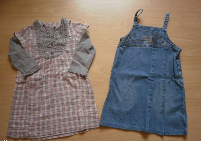 Robe Princesse En Tulle Avec Cardigan Jean Pour Bébé Fille - Ensemble 2 Pièces (6 Mois à 4 Ans) - Cœur Imprimé - Rouge Ou Violet