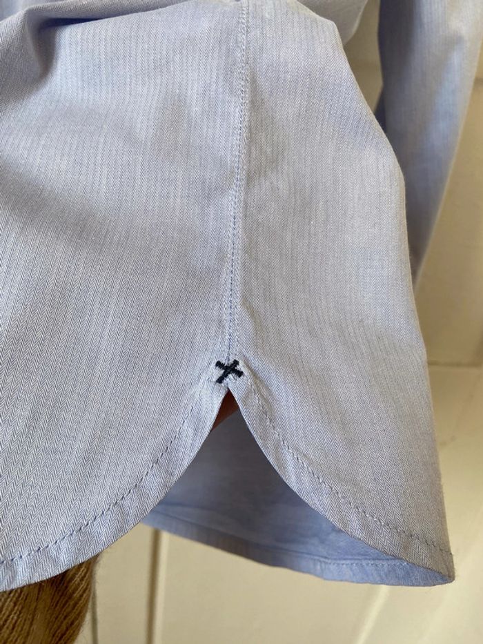 Chemisier col Claudine coton bleu ciel Bizzbee taille M - photo numéro 9