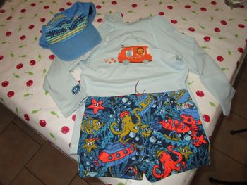 1 t shirt ant uv 1 maillot de bain nabaiji 4/5 ans
