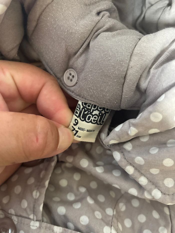 Manteau avec capuche détachable taille 9mois marque tape à l'œil - photo numéro 4
