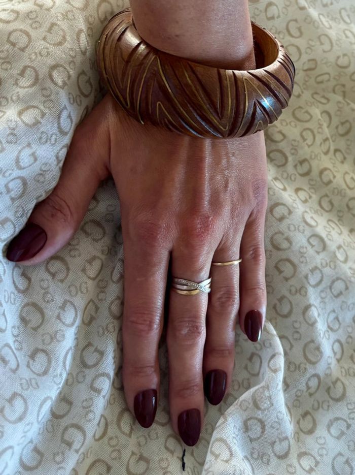 Bracelet jonc épais en bois sculpté vintage - photo numéro 2
