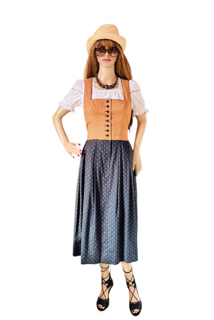 🍁🌿Robe Dirndl vintage artisanale Autrichienne 38/40 Cottagecore Oktoberfest Trachten Long Dress 🌿🍁 - photo numéro 12