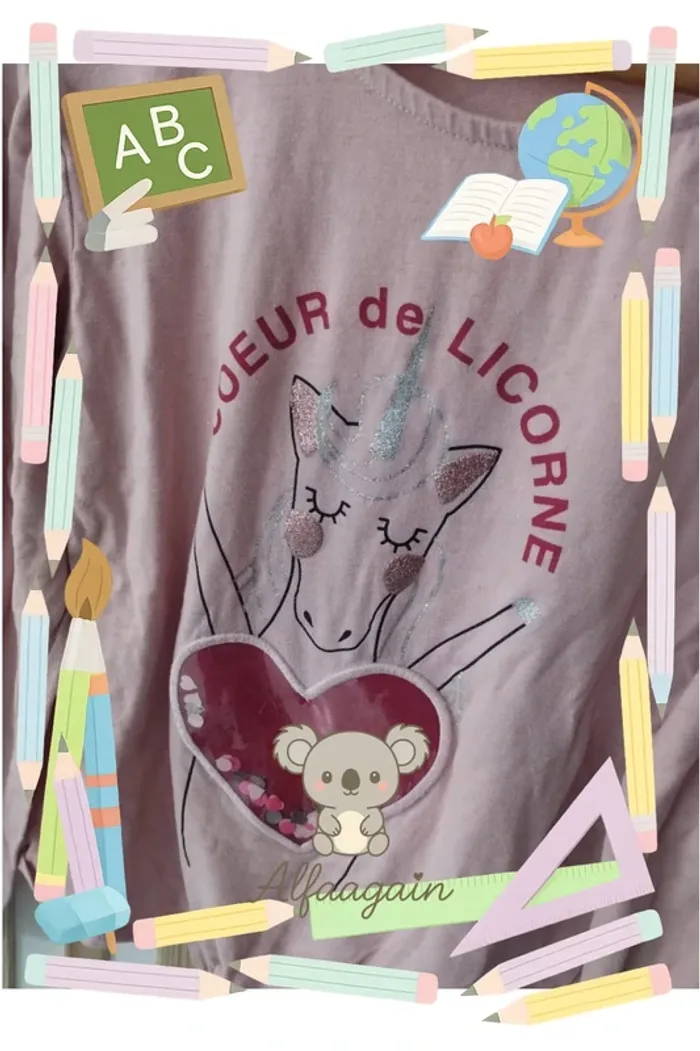 Haut 10ans licorne rose - photo numéro 2