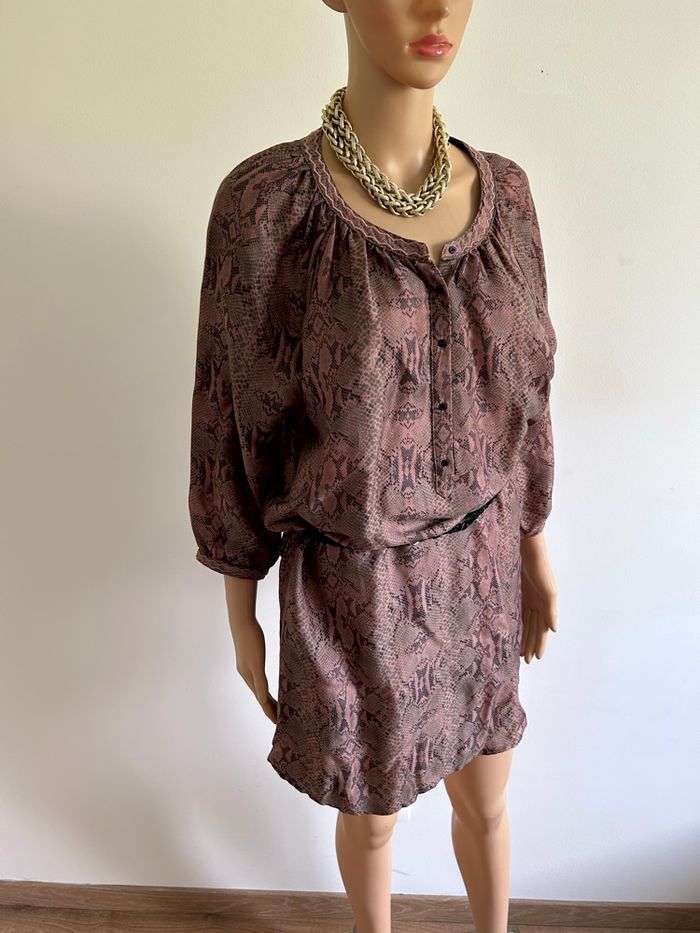 Robe courte marron beige Maison Scotch taille S bon état - photo numéro 2