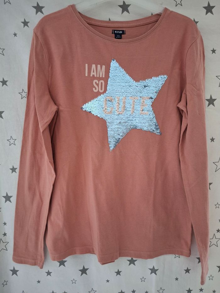 Tee-shirt rose avec strass étoile 12 ans Kiabi - photo numéro 3