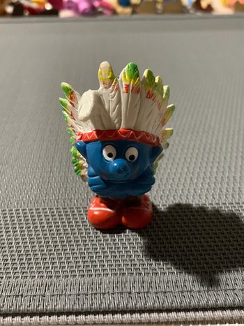 Figurine Les Schtroumpfs Chef Indien Schleich 1981 Vintage