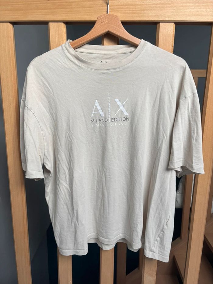 T-shirt homme Armani Exchange beige crème – Taille M – Coupe oversize - photo numéro 2