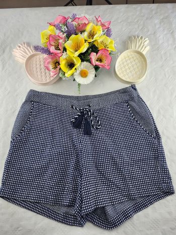 Short fluide bleu marine blanc Motif géométrique taille 36