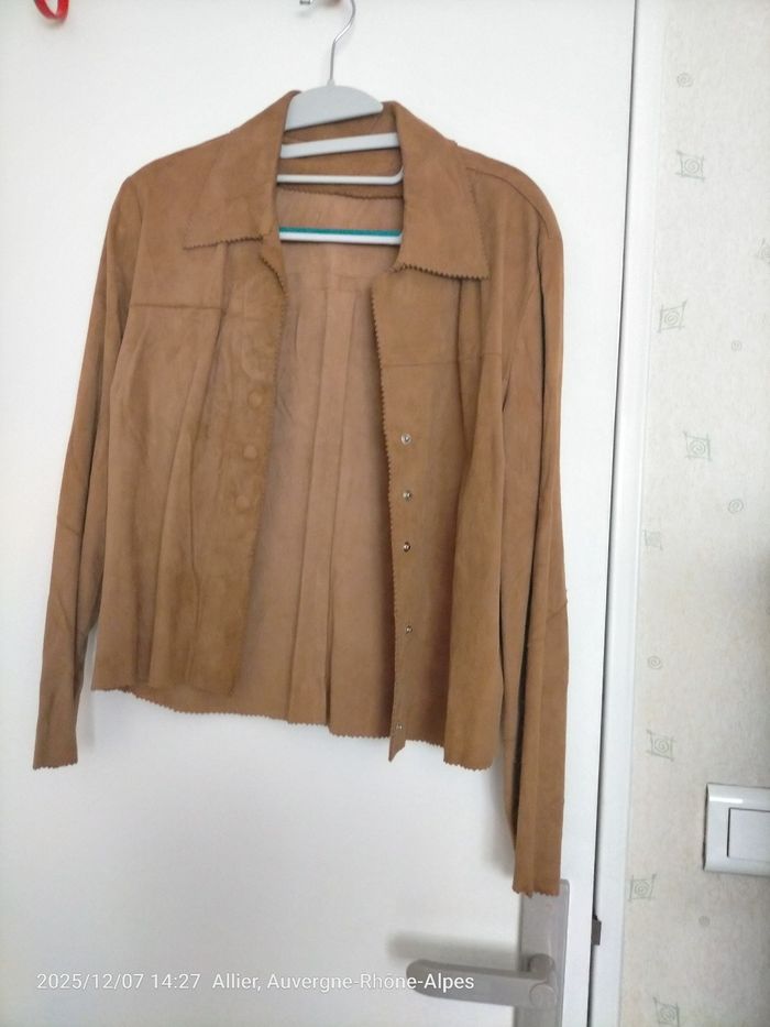 Veste chemise agneau velours couleur marron - photo numéro 4