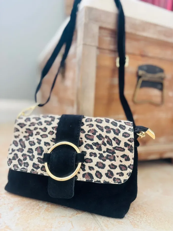 Sac bandoulière léopard noir – Chic et pratique