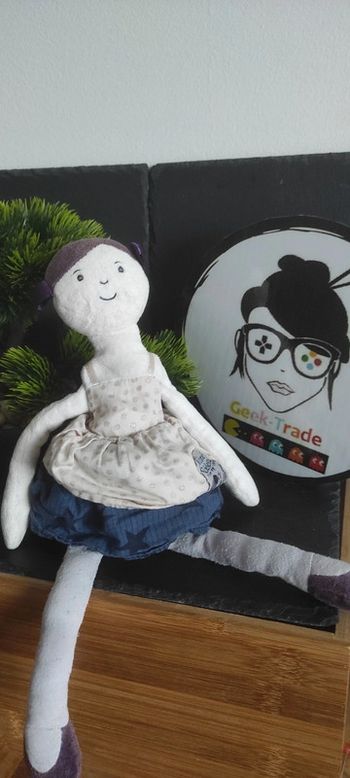 Moulin roty Aimé Céleste doudou poupée violet gris robe Peluche Bleu Etoiles