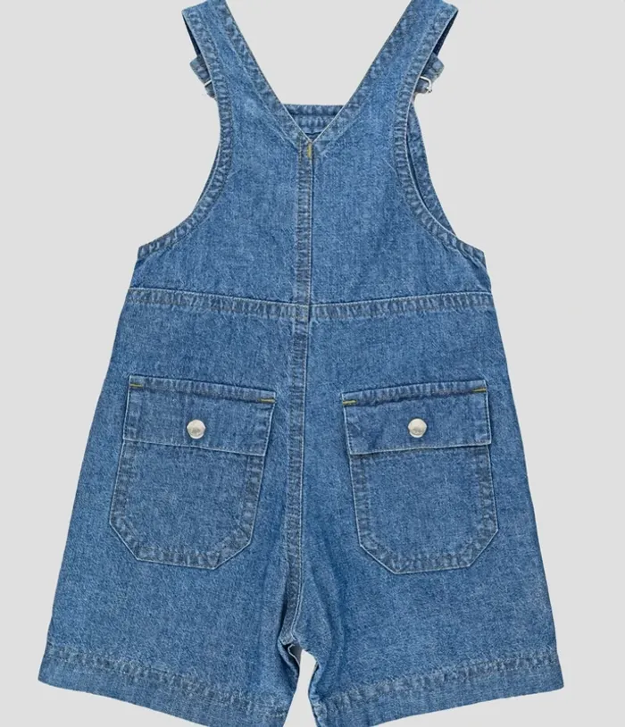 Salopette-short 3 mois en jean Petit Bateau - photo numéro 2