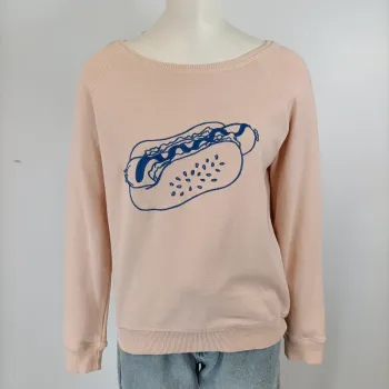 Pull à manches longues abricot avec un signe hot dog 100% coton taille M EDC A368