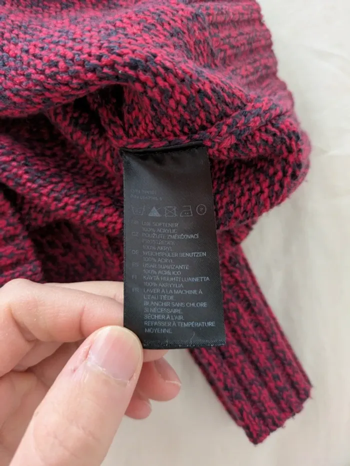 Joli Pull Maille Chinée Bordeaux/Noir H&M - Taille XS - photo numéro 4