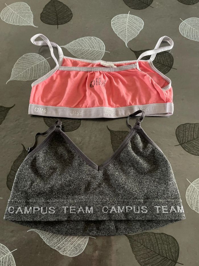 Lot 2 brassières 10-12ans Gris et rose