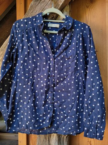 Superbe chemise manches longues Zara Girls, marine à étoiles blanches, 13/14 ans