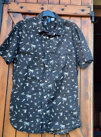 Chemise noire imprimé blanc, homme, H&M, taille S