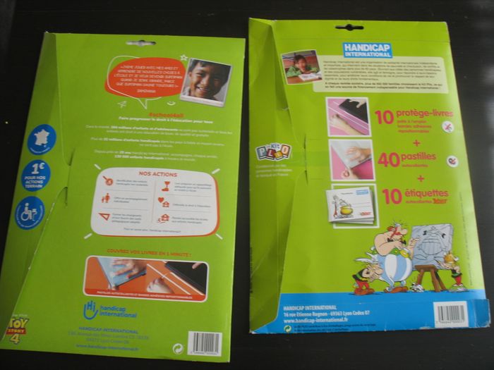 LOT DE 2 PAQUETS DE 10 PROTÈGES LIVRES "HANDICAP INTERNATIONAL" - NEUF - n°59 - photo numéro 2