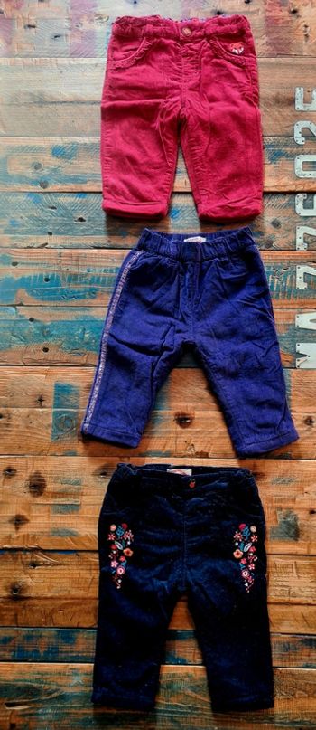 Lot de 3 pantalons en velours pour bébé fille