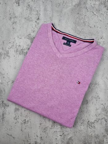 Pull col V Tommy Hilfiger mauve, XL Hommes