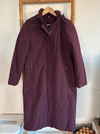 Manteau long aubergine prune taille 38 / M