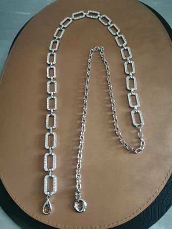 Ceinture Métal femme rectangle argenté strass