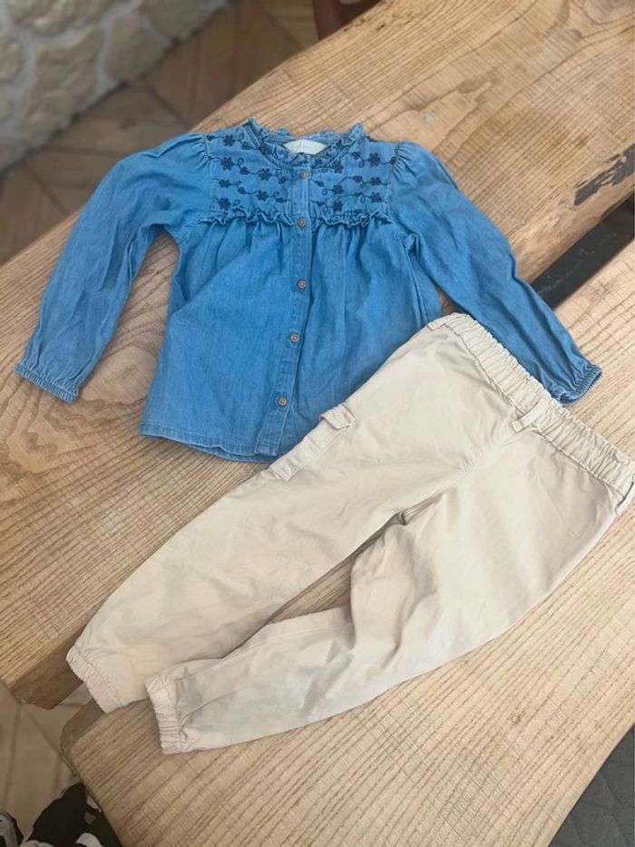 Ensemble 3 ans kiabi primark blouse chemise cargo jean fille - photo numéro 2