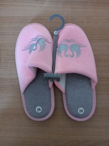 Chaussons / mules femme cygnes rose/argenté 38 neuf