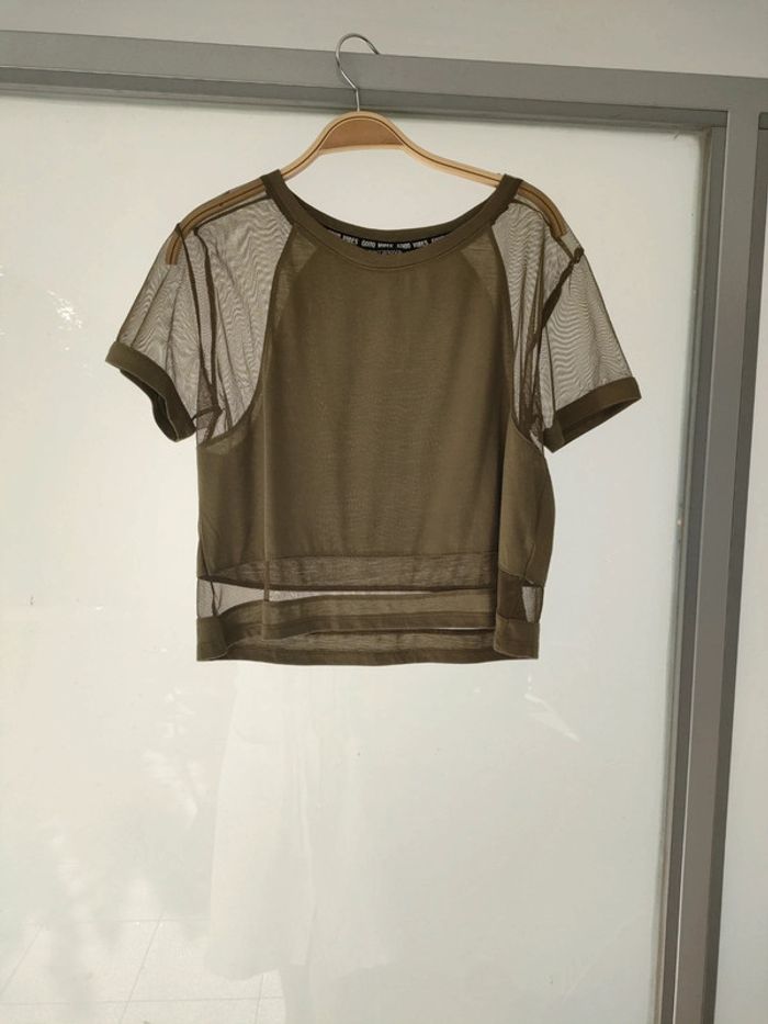 tee shirt loose blouse voile kaki M terranova - photo numéro 3