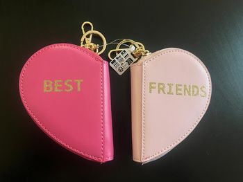 Lot de 2 porte-monnaie cœur best-friends rose