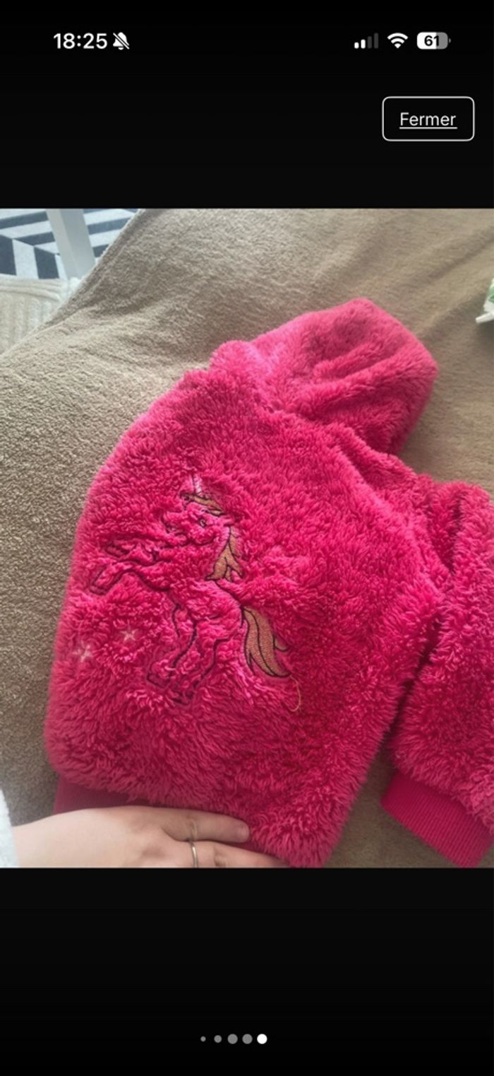 Veste licorne fille polaire 3 ans - photo numéro 4