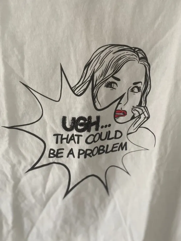 💥 🤍T-shirt Blanc Pop Art Bershka – Taille 36 🤍💥 TBE - photo numéro 3
