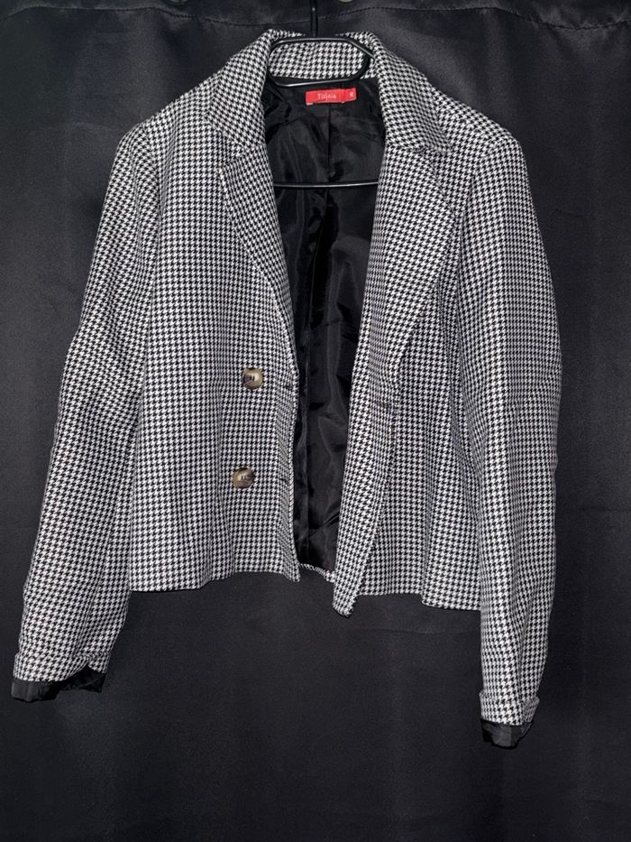 Blazer motif pied de poule