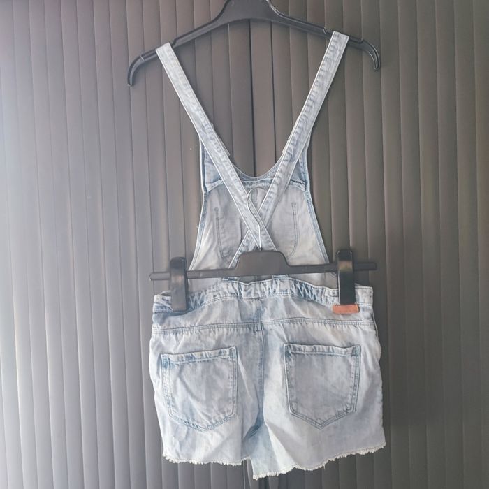 Salopette short bleu blanchi Zara girls 11/12ans - photo numéro 2