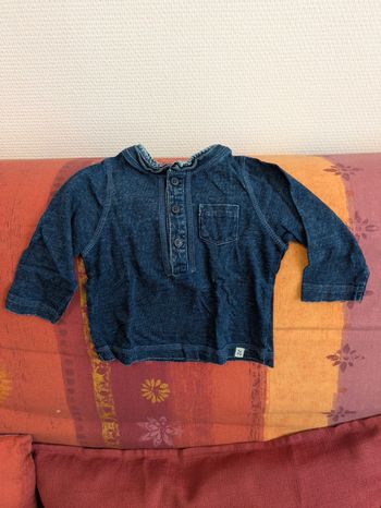 T-shirt manches longues type chemise garçon 6 mois