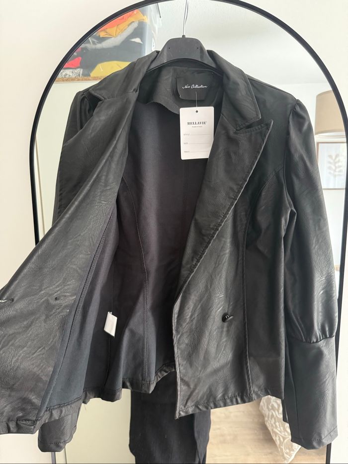 Veste blazer similicuir noire - photo numéro 4