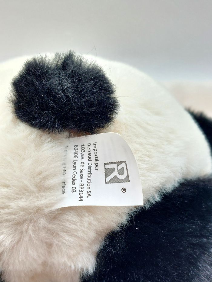 Peluche doudou ours panda noir blanc RENAUD Distribution empreintes marron 24 cm - photo numéro 5